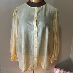 Liz Claiborne Top Women’s XL Yellow Tencel Linen Blend Button Front Sheet Top